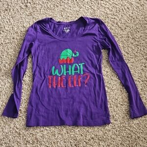 Hand Crafted Purple Long Sleeve Tee with Elf Design